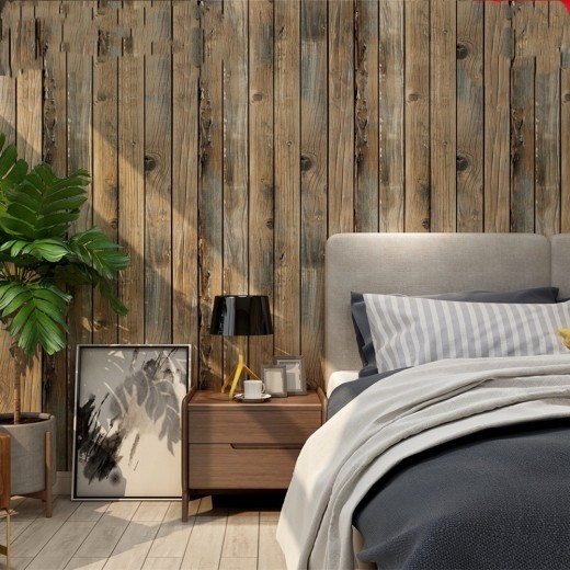 Retro 3D Stereo Simulation Wood Board Wood Grain Sticker Self-Adhesive Imitation Wood Wall Sticker Restaurant Hotel Window Background Wall Paper