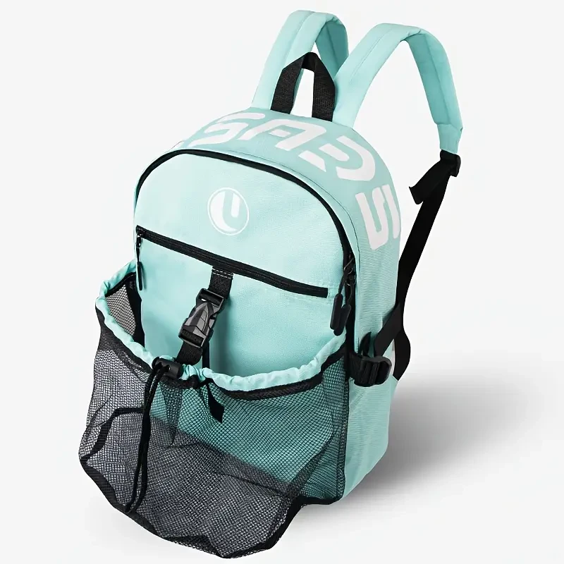 Youth Sports Backpack with Ball Holder, Oxford, Lightweight, Machine Washable, Splicing Design, Fade Resistant, with Laptop Compartment,