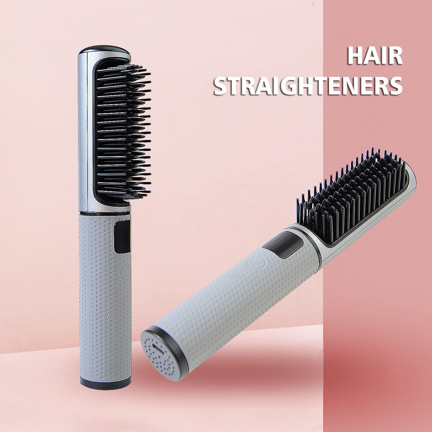 LCD USB Charging Straight Comb Negative Ion Lazy Hair Straightener Curly Hair Dual-use Broken Hair Finishing