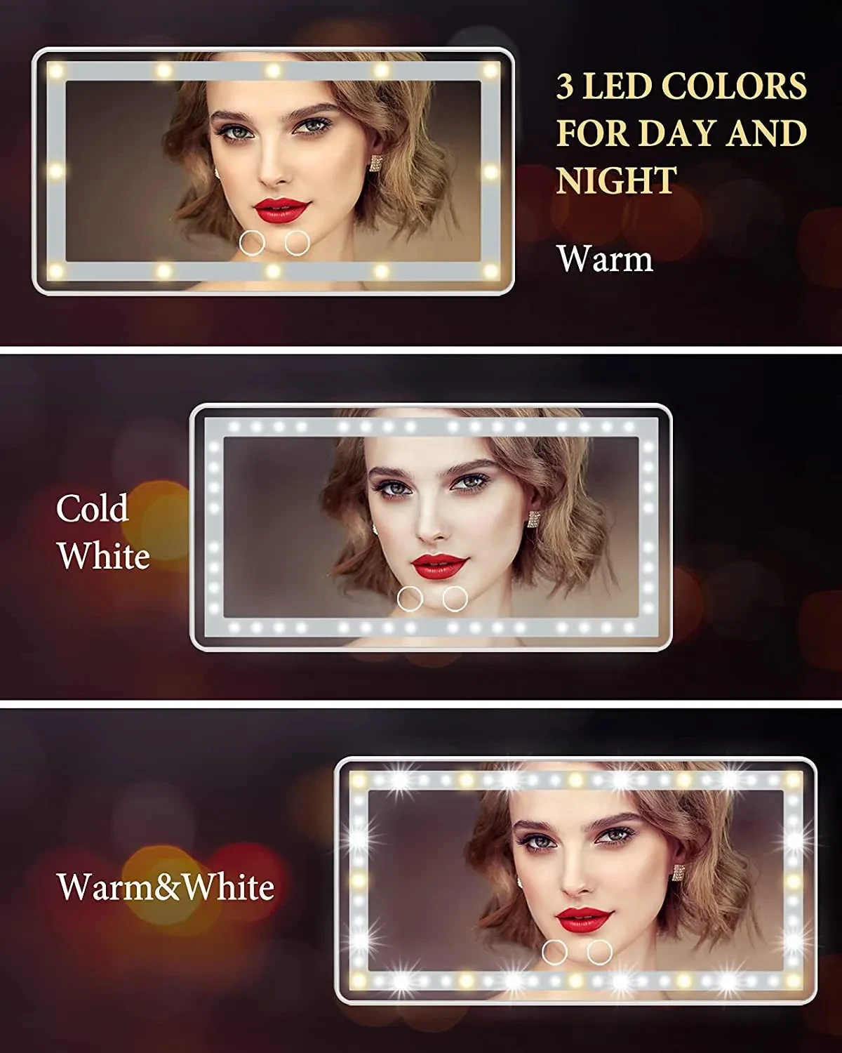 Portable Car Color Light Makeup Mirror