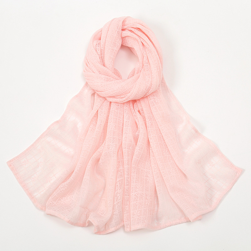 Plaid Jacquard Polyester Scarf Women