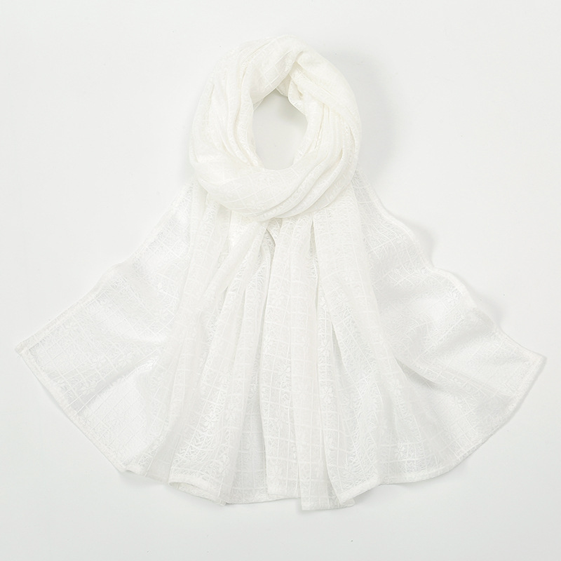 Plaid Jacquard Polyester Scarf Women