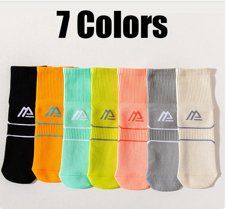 7 Pairs For Men Compression Running Hiking Socks Crew Athletic Anti Blister Cushioned Anti-odor And Breathable For Running Hiking Cycling Fitness