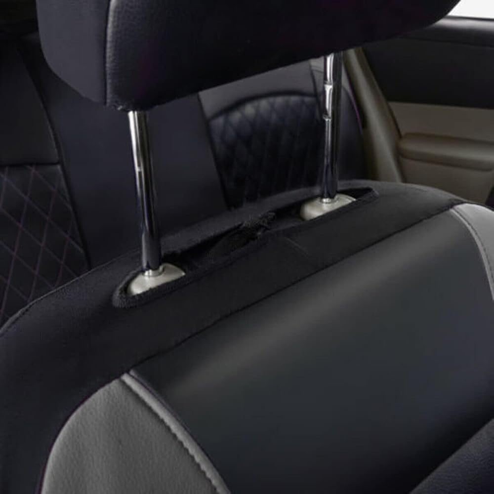 Universal Fit Faux Leather Full Set Black Automotive Seat Covers fits