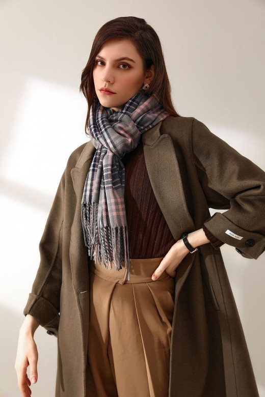 Fashion Classic Plaid Cashmere Scarf Women