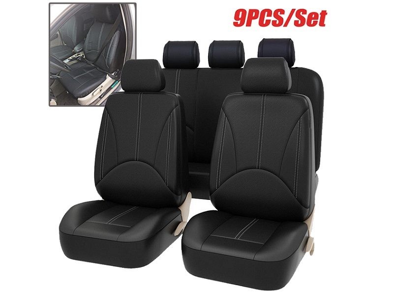 PU Leather Car Seat Cover 5 Seater Full Set Front Rear Cushion Mat Protector