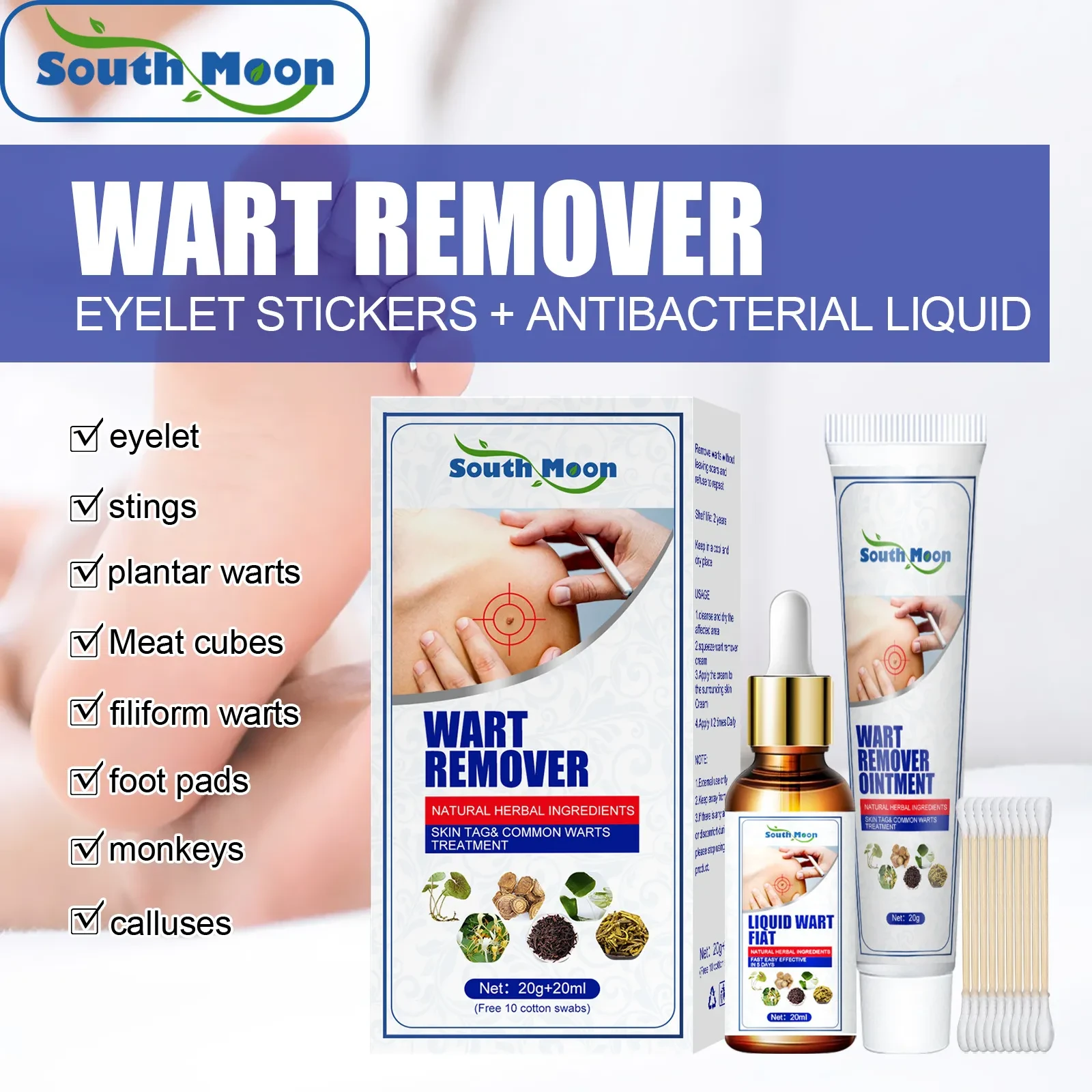 Gram Wart Cream Set Herbal Wart Liquid Facial Cleansig