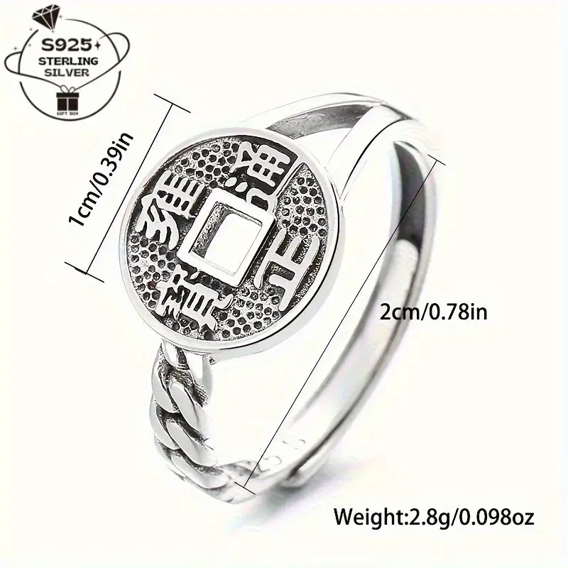 Vintage-Inspired 925 Sterling Silver Coin Ring A Timeless Blend of Tribal Elegance and Everyday Versatility