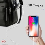 Bopai 851 019811 Large Capacity Anti Theft Waterproof Leather Backpack Laptop.