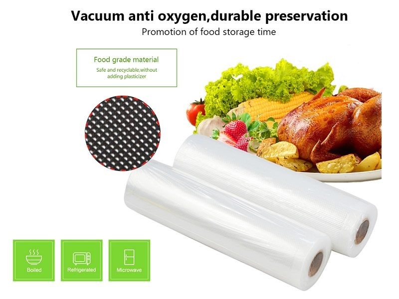 (2 Rolls) *5m Kitchen Food Textured Vacuum Sealer Bags Storage Saver Bags