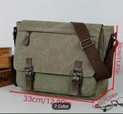 Trendy Army Green Canvas Laptop bag. Free Shipping