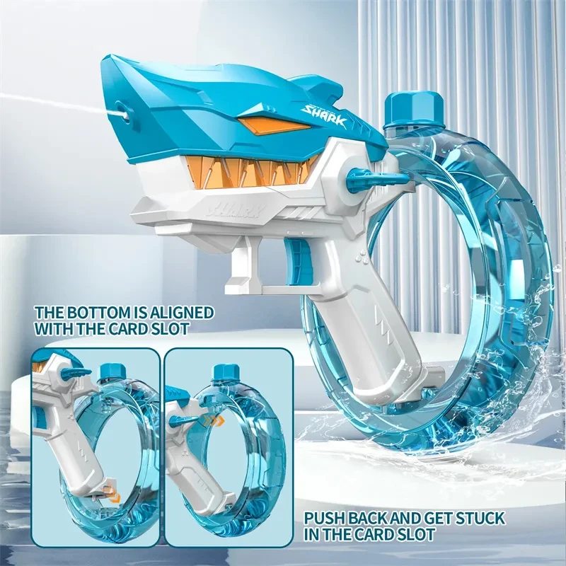 New Shark Electric Water Gun Toys Fully Automatic Continuous Fire Water Gun Large Capacity Beach Summer Children's Water Playing Toys