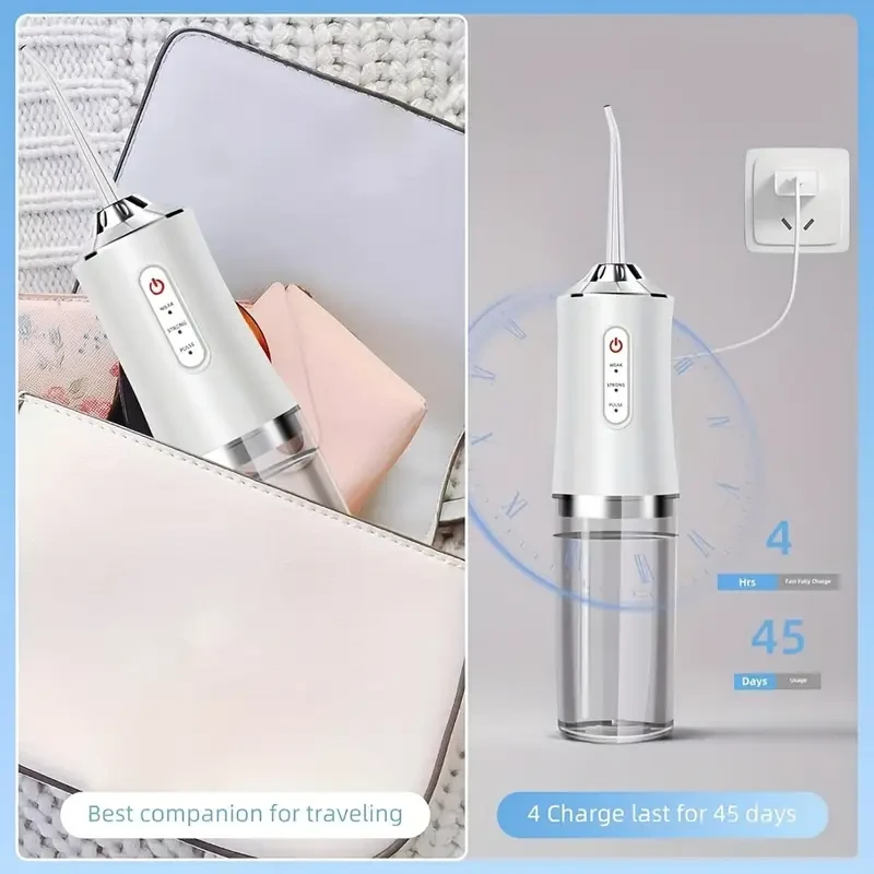 Cordless Water Flossers Oral Irrigator with 3 Mode 4 Jet Tips,