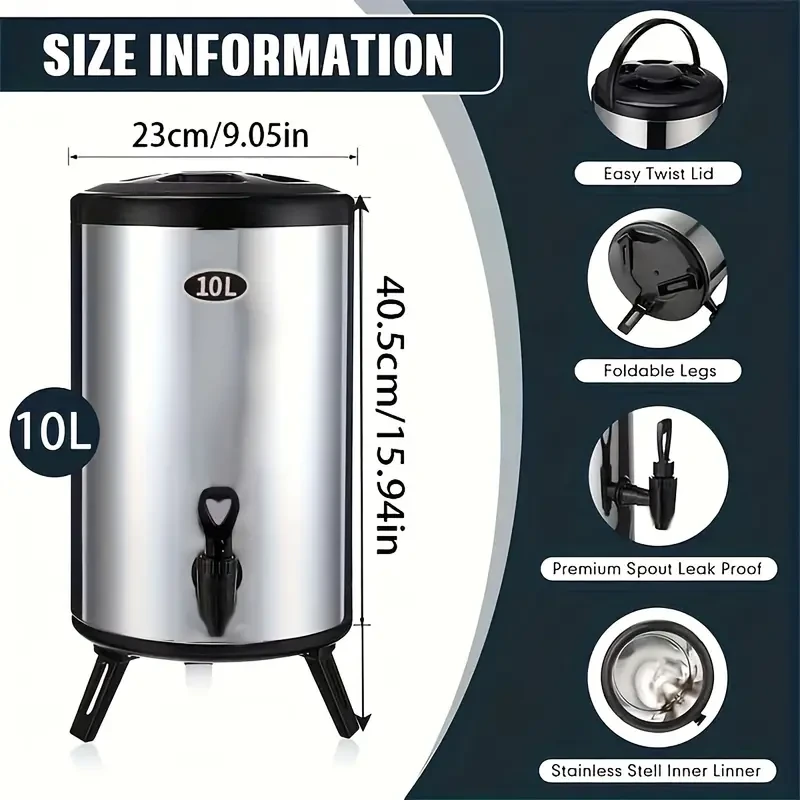 Versatile Large-Capacity Insulated Beverage Dispenser - Perfect for Hot & Cold Drinks, Ideal for Coffee, Tea, Beer - Essential for Parties, Travel & Home Use