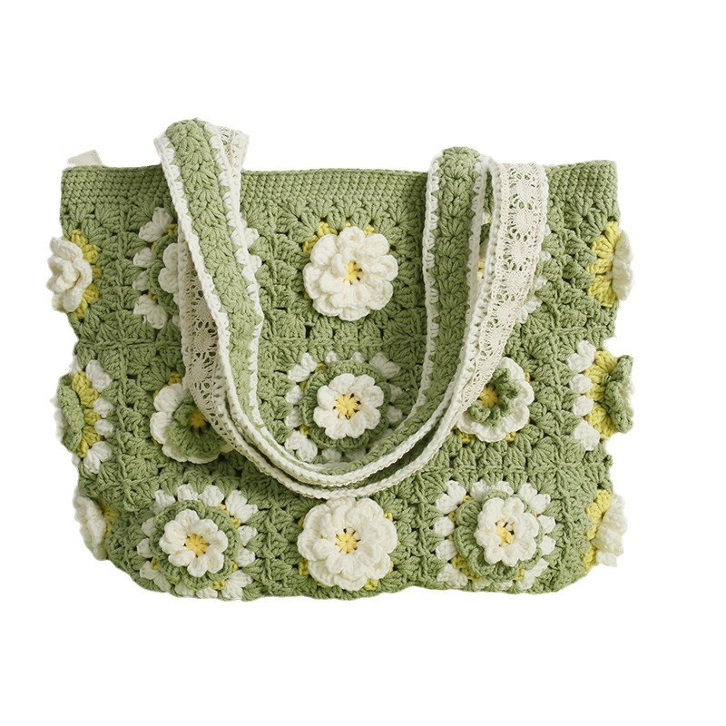 Matcha Laminate Wool Crocheted Women's Bag