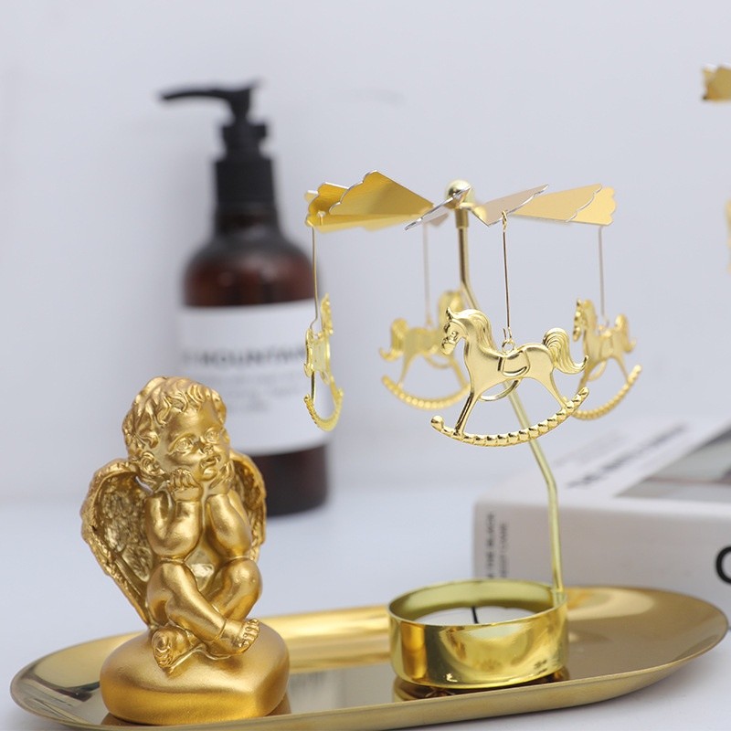 Aromatherapy Candlestick Girl Heart Golden Rotating Atmosphere Device