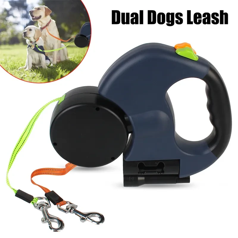 Dual Retractable Dog Leash For Small Dogs-Dog Walking Belt For Running Hiking Training With 360 Tangle-Free Double Dog Leash With Reflective Nylon Ribbon For Pomeranian Teddy