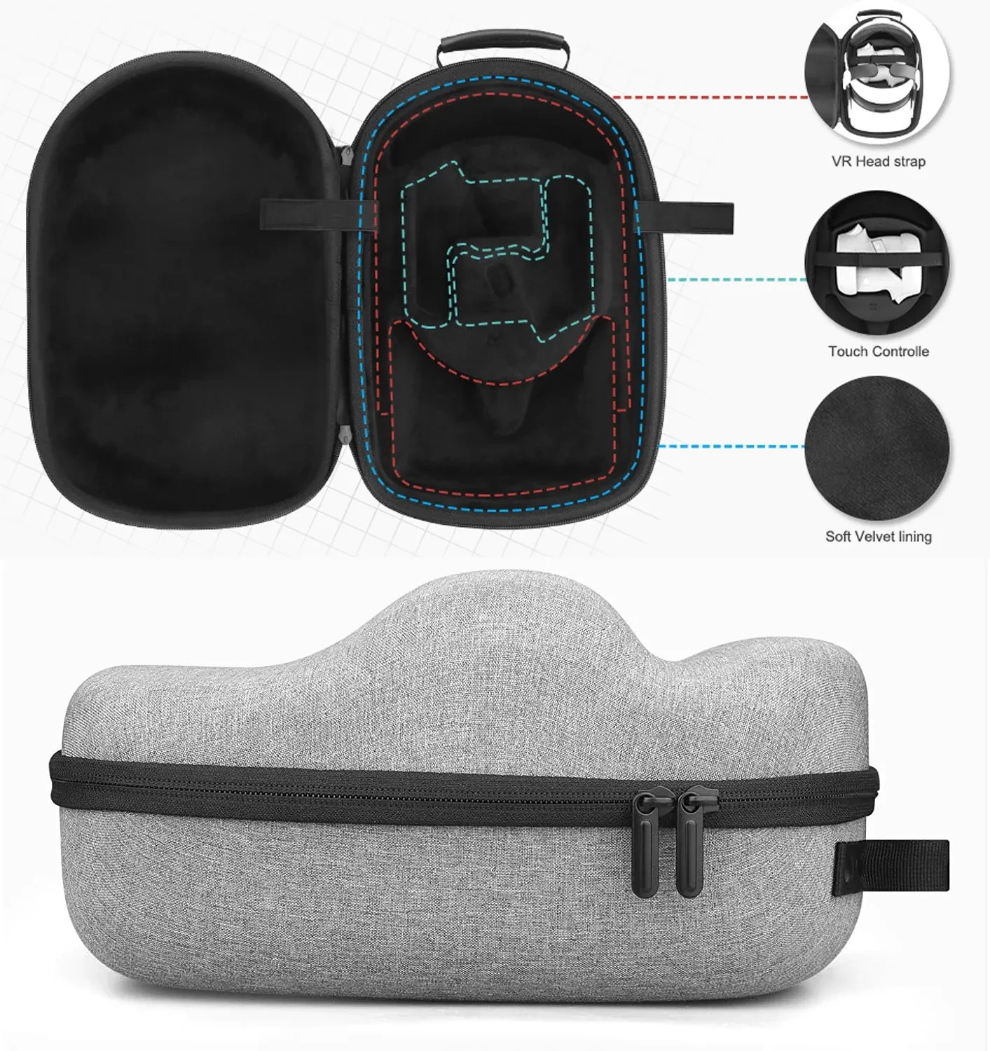 Suitable For Oculus Quest 2VR Glasses Storage Bag Portable EVA Hand Protection