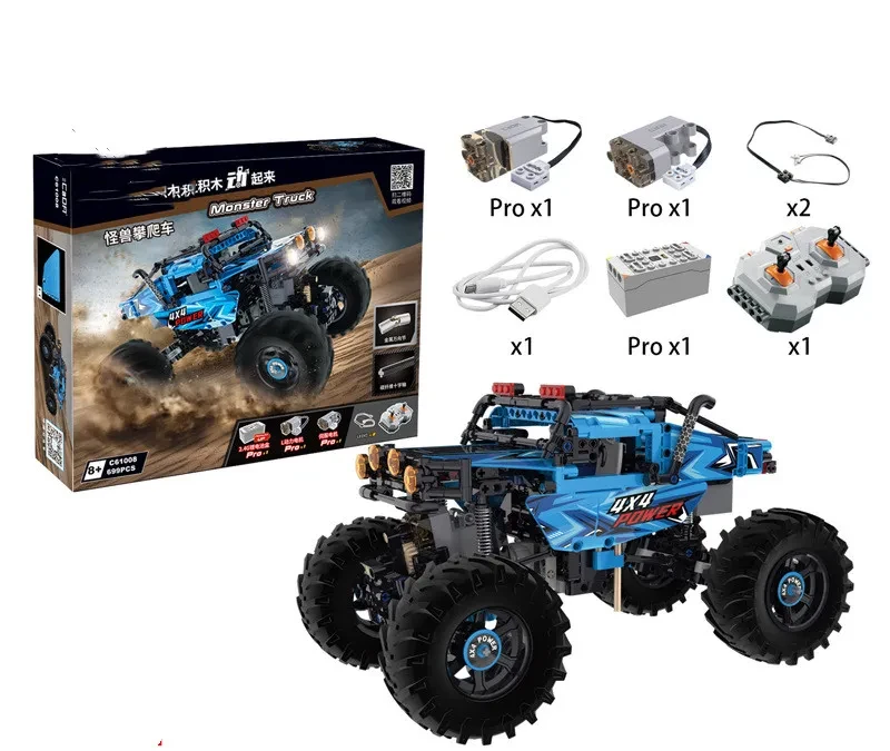 Remote Control Monster Rock Crawler Children's Assembled Unit Blocks On Wheels Toy