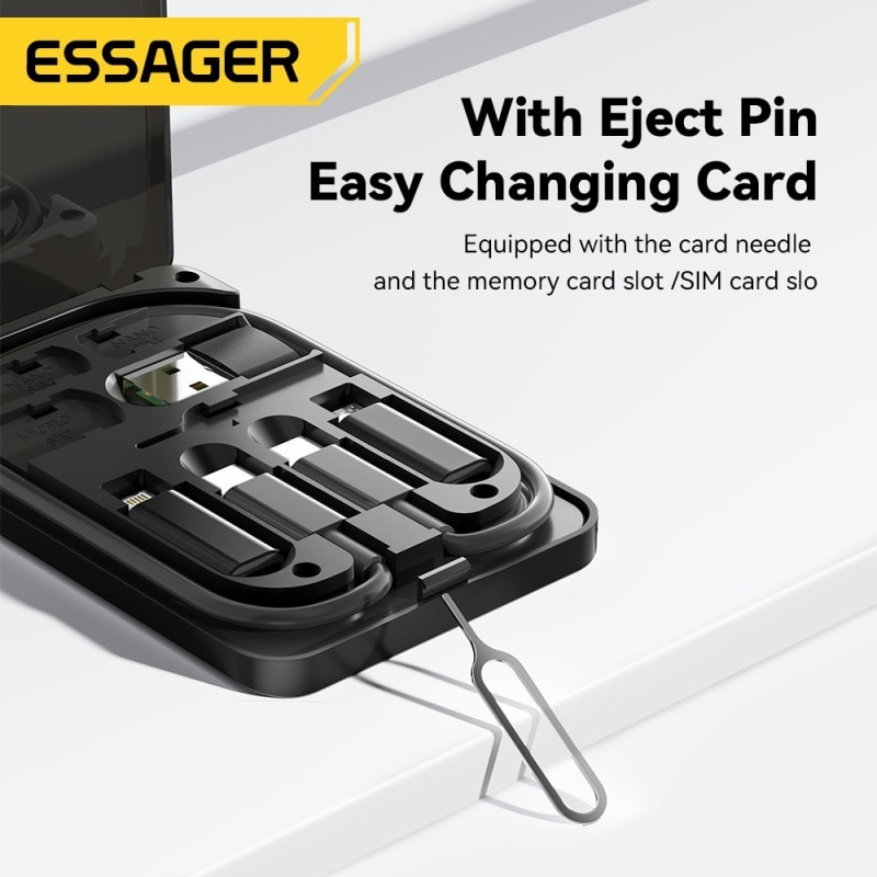 Essager 4-in-1 USB C to USB C Cable  PD 60W Fast Charging Multi-Device Cord with Holder Storage Box