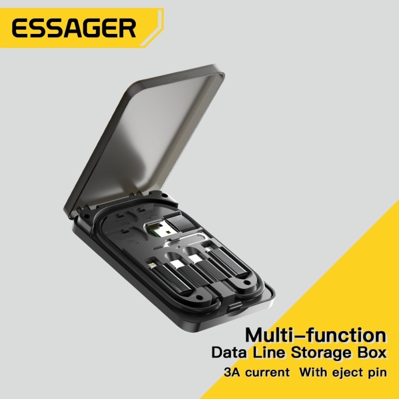 Essager 4-in-1 USB C to USB C Cable  PD 60W Fast Charging Multi-Device Cord with Holder Storage Box