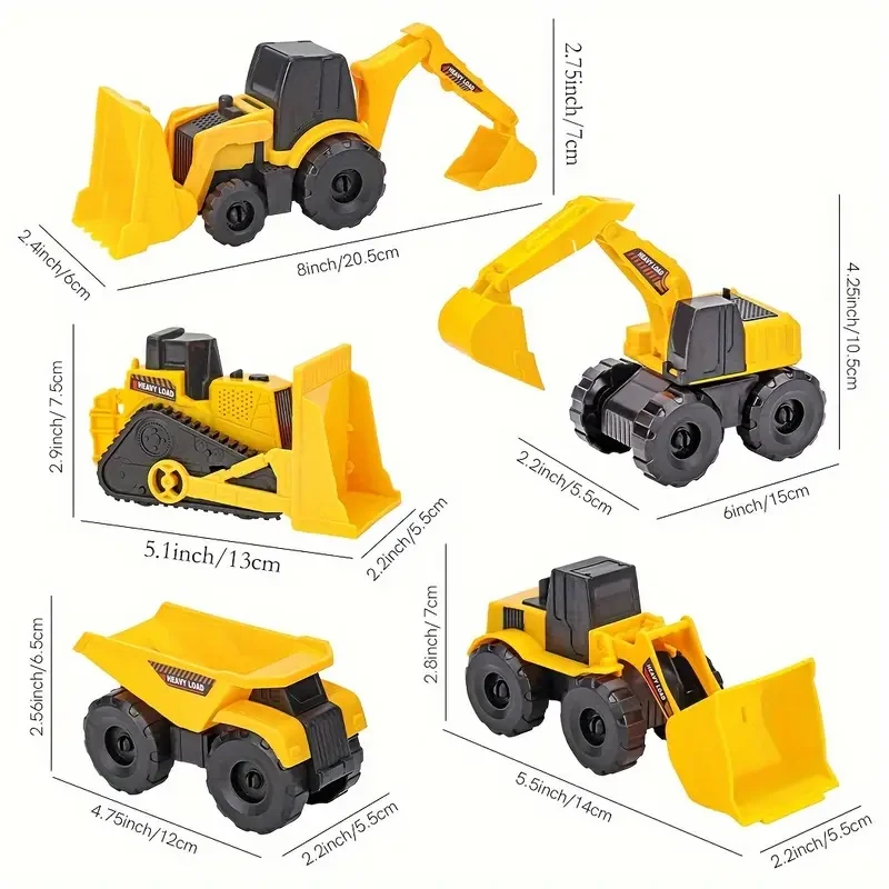 5-Pack Wind Powered Construction Toy Vehicles