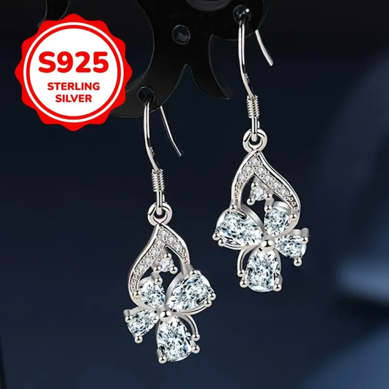 2pcs 925 Sterling Silvery Fashion Butterfly Dance Long Earrings Perfect for Daily Wear or Parties, Exquisite Gift