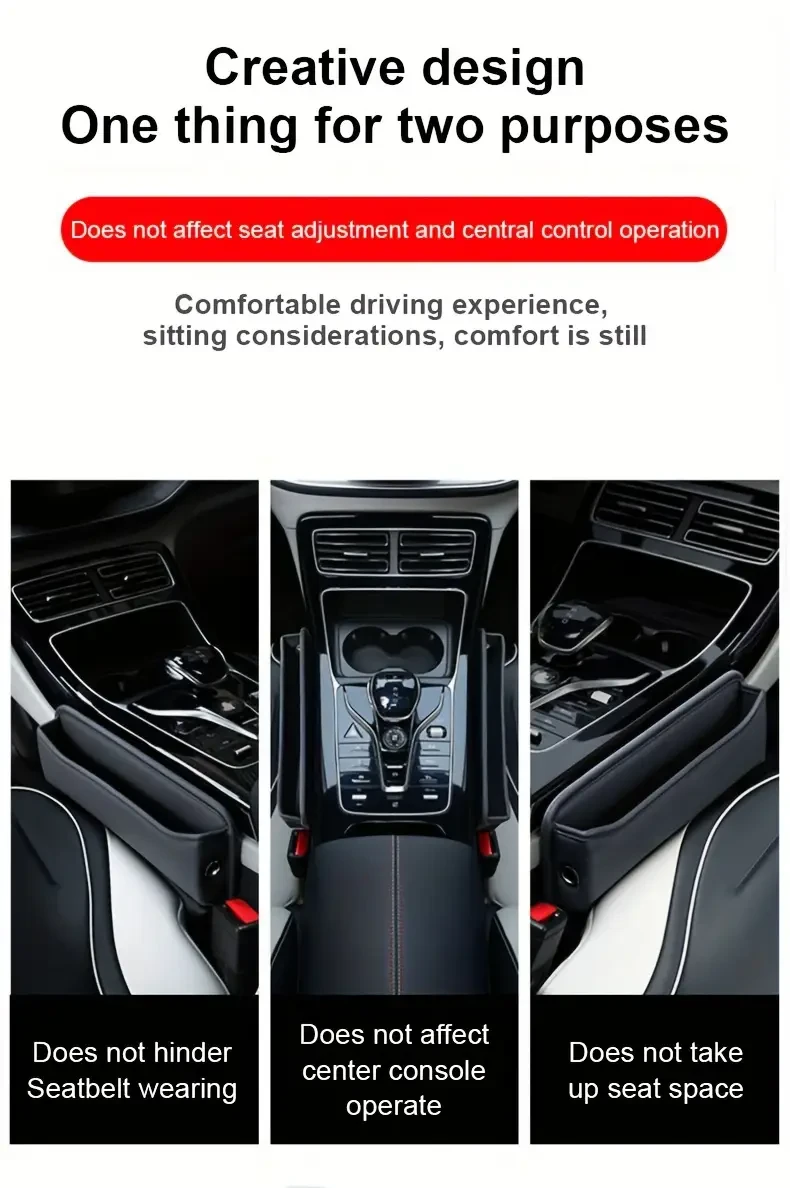 1pc A71 Car Seat Gap Organizer, PU Leather Vehicle Storage Box, Universal Auto Seat Side Pocket, Black, No Electricity Needed, Auto Accessories for Men and Women, Storage & Organization for Home & Garage