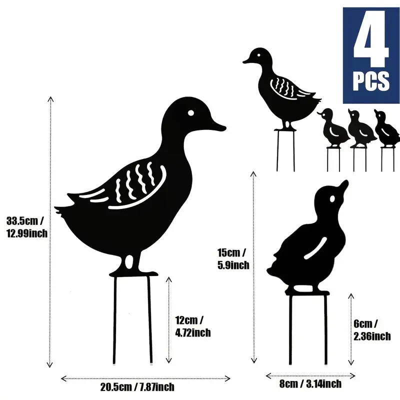 Premium 4-Pcs Garden Metal Statue Ornaments Decor