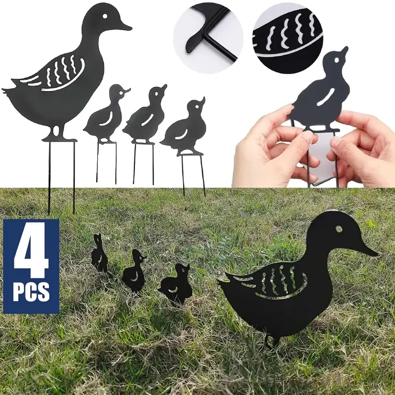 Premium 4-Pcs Garden Metal Statue Ornaments Decor