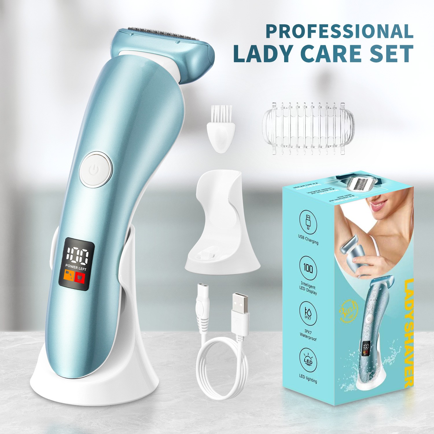 Women's Electric Depilator Private Parts Armpit Hair Trimming Multifunctional Digital Display Waterproof Shaving