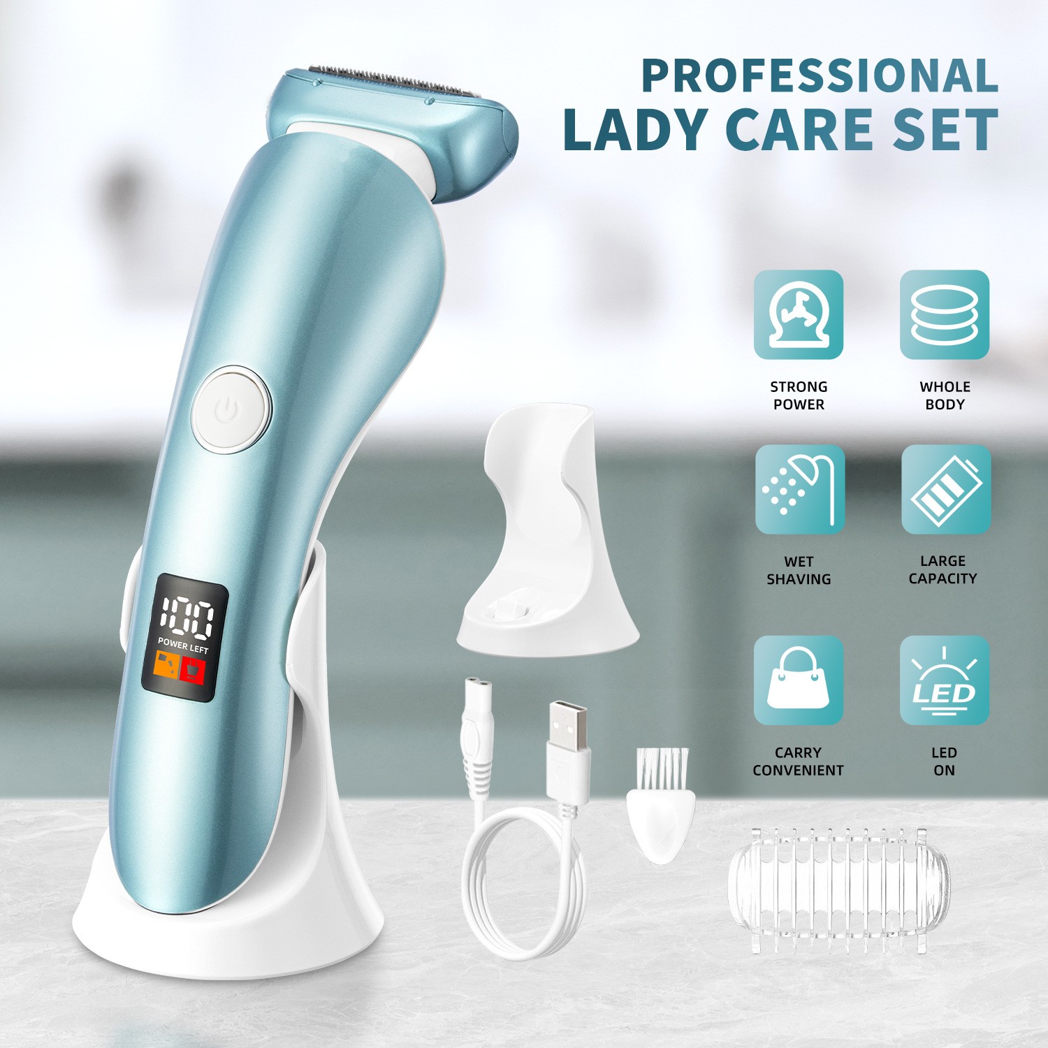 Women's Electric Depilator Private Parts Armpit Hair Trimming Multifunctional Digital Display Waterproof Shaving