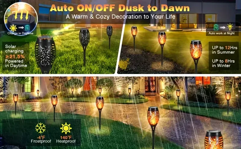 Outdoor Solar Torch LED Flashlight