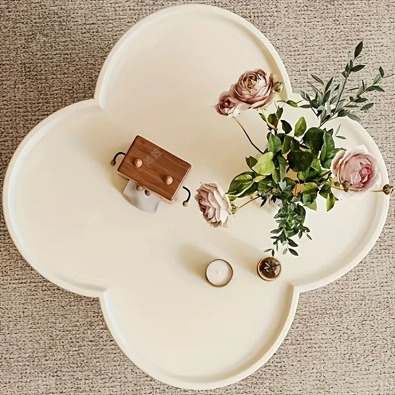 Modern Simple Cloud Coffee Table, 2-Layer Space Design, Storage Design, Living Room Tea Table, Rounded Corners and Anti-Collision Design