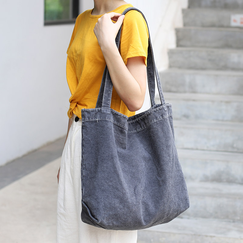 Tote Bag Casual Large-Capacity Canvas Bag Solid Color