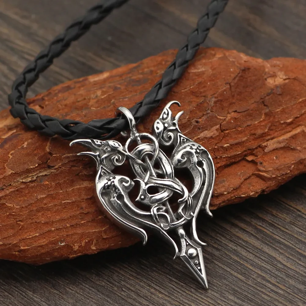 Viking Gemini Bearing Sword Men's Pendant Necklace Accessories Long Jewelry
