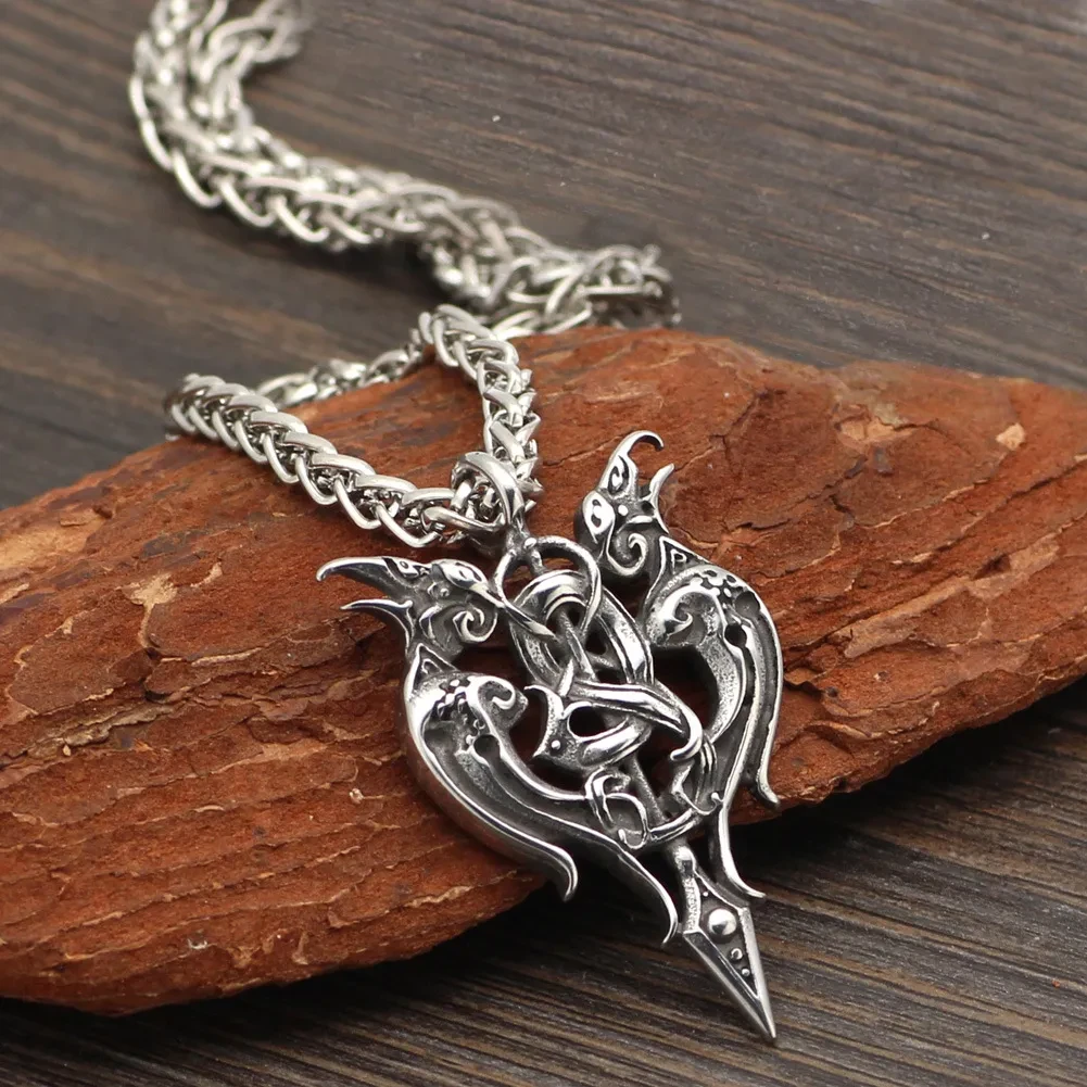 Viking Gemini Bearing Sword Men's Pendant Necklace Accessories Long Jewelry