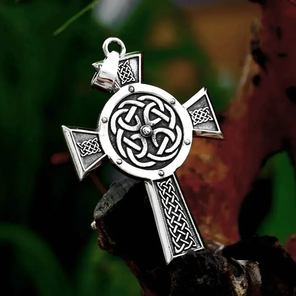 Steel Warrior Stainless Steel Vintage Viking Celtic Knot Cross Pendant