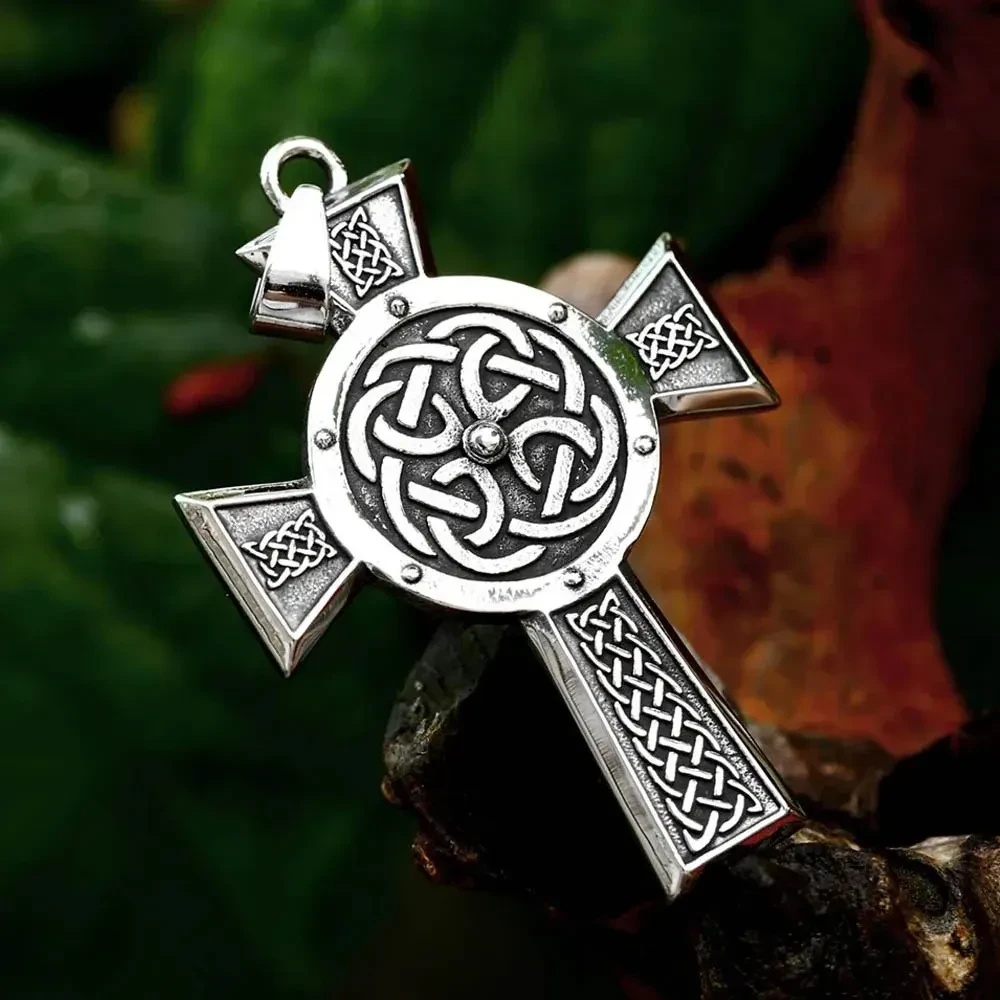 Steel Warrior Stainless Steel Vintage Viking Celtic Knot Cross Pendant