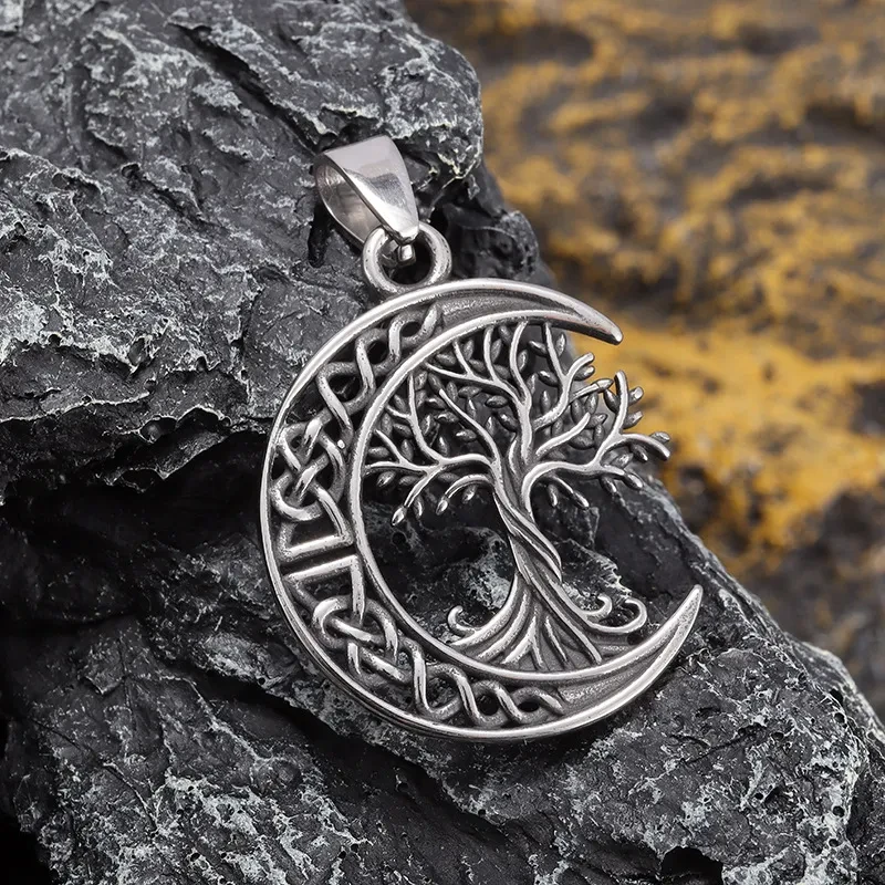 Nordic Viking Celtic Knot Lucky Tree Titanium Steel Necklace