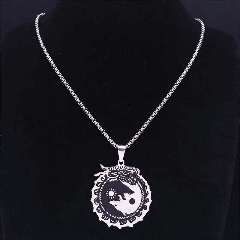 Nordic Viking Celtics Yin And Yang Wolf Dragon Necklace