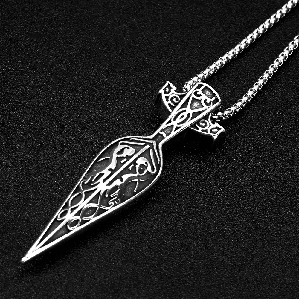 Hip Hop Necklace Vintage Viking Weapon Titanium Steel Men