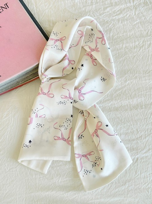 Bow Design Silk Scarf Ribbon Women's Bag Hair Band