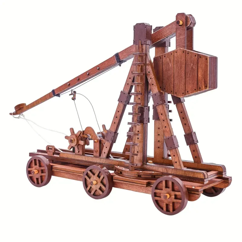 Medieval Siege Catapult Puzzle Toy: 3D Wooden Interactive Model