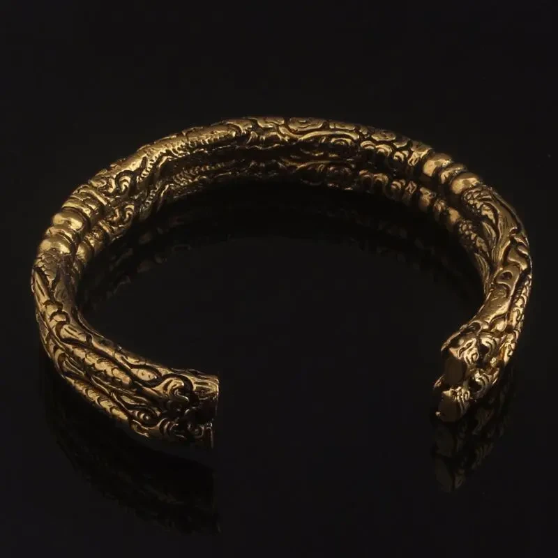 Double faucet bracelet Retro silver opening Buddha with the same paragraph Viking wolf head bracelet