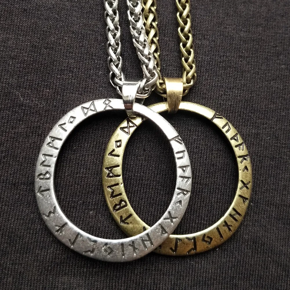 Foreign Trade New Product Antique Silver Pendant Elder Luna Rune Viking Necklace Lover Fashion Gift Factory Direct Sales