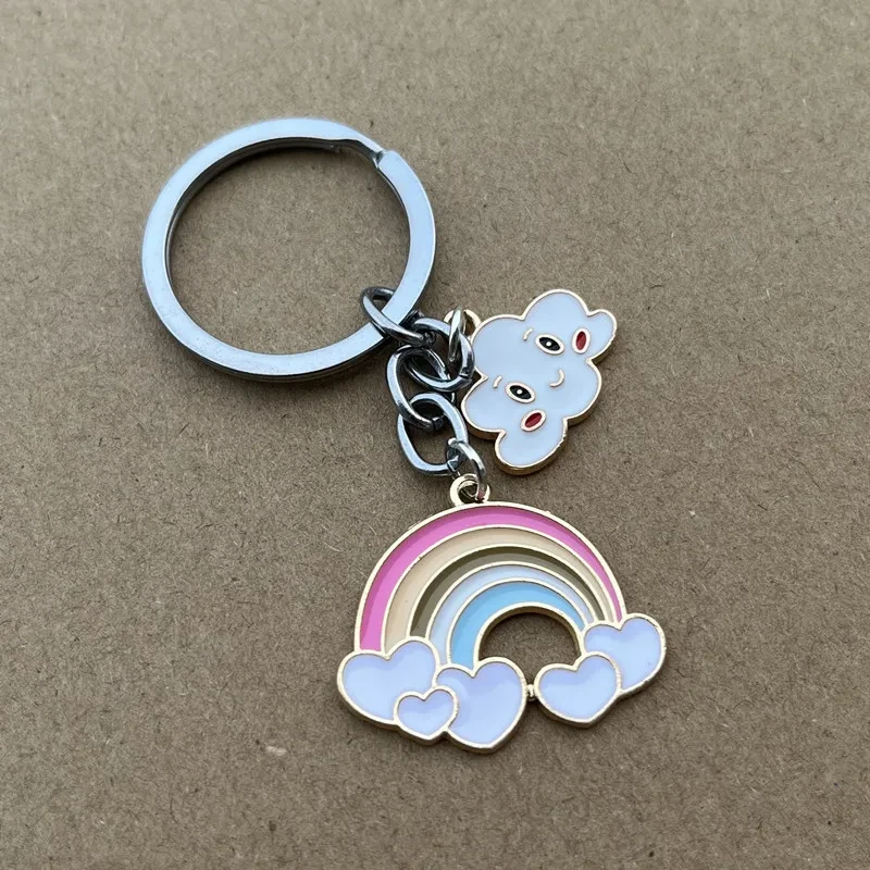 Women's Simple White Cloud Rainbow Key Chain
