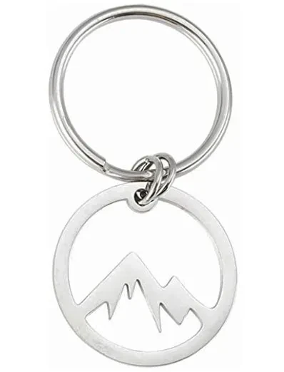 Titanium Steel Hollow Snow Mountain Valley Keychain