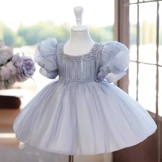 French Puff Sleeve Puffy Gauze Princess Dress