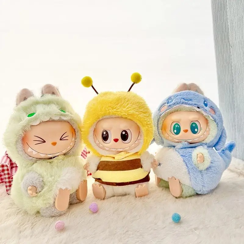 15-17cm Labubu Pendant Sitting Baby Shark, Bee & Dinosaur Cute Dolls Accessories